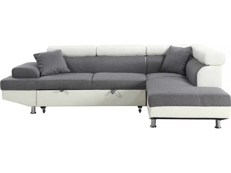 Sofa narona "Sophia luxe" - 265 x 190.5 x 80/91 cm - Biało-szara - 5 miejsc - Prawostronna