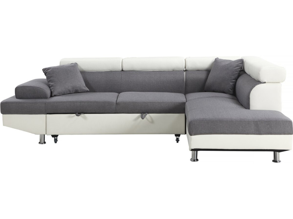 Sofa narona "Sophia luxe" - 265 x 190.5 x 80/91 cm - Biało-szara - 5 miejsc - Prawostronna
