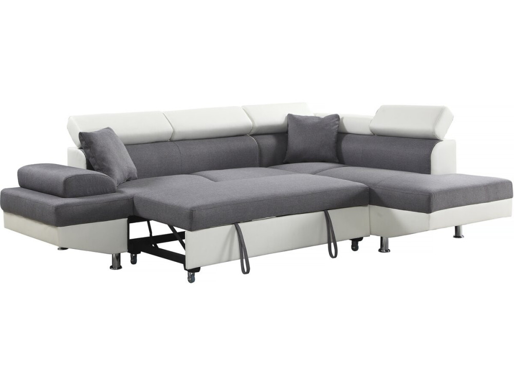 Sofa narona "Sophia luxe" - 265 x 190.5 x 80/91 cm - Biało-szara - 5 miejsc - Prawostronna