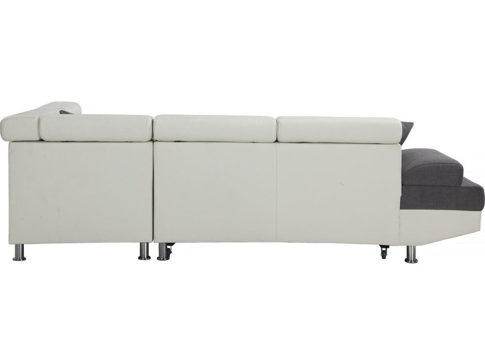 Sofa narona "Sophia luxe" - 265 x 190.5 x 80/91 cm - Biało-szara - 5 miejsc - Prawostronna