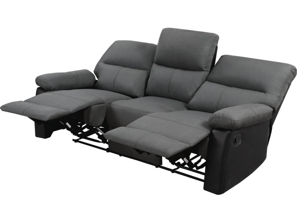 Sofa wypoczynkowa "Lincoln" - 197 x 89 x 103 cm - 3 miejsca - Ciemnoszaro-czarna