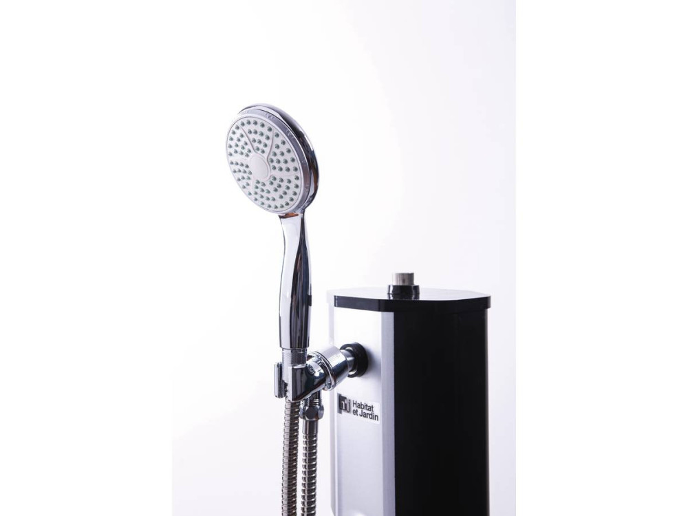 Prysznic basenowy solarny PVC "Fresh 8" - 20 L + kurek z moliwością regulacji temperatury i rozpylacz - Czarno-srebrny
