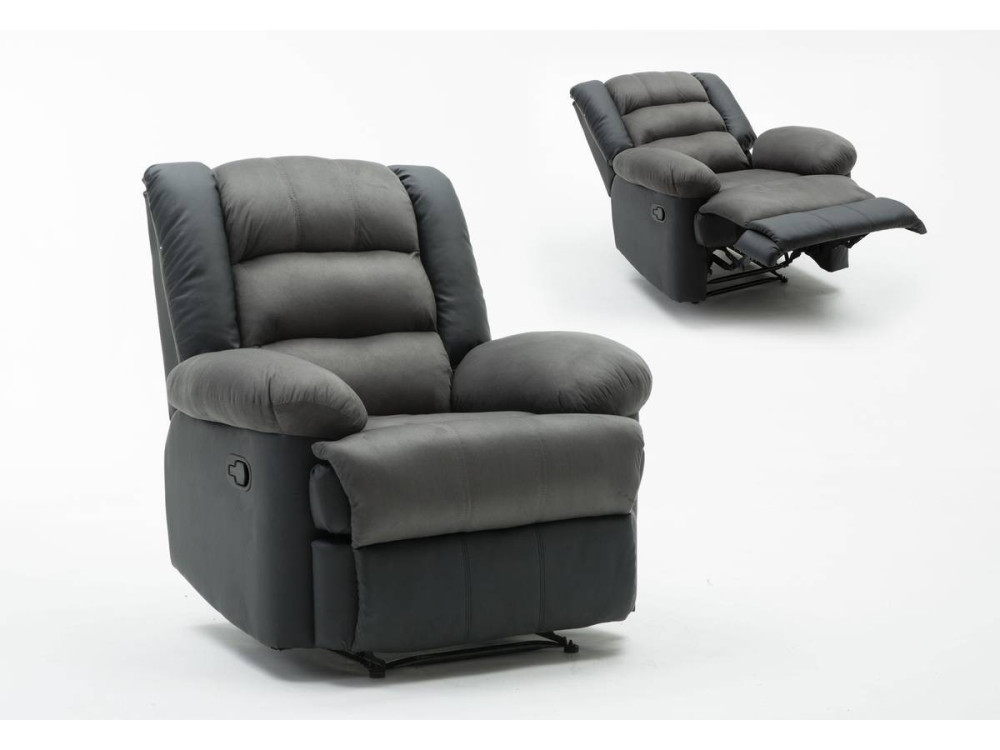 Fotel wypoczynkowy "Buckingham" - 85 x 93 x 100 cm - Ciemnoszaro-czarny