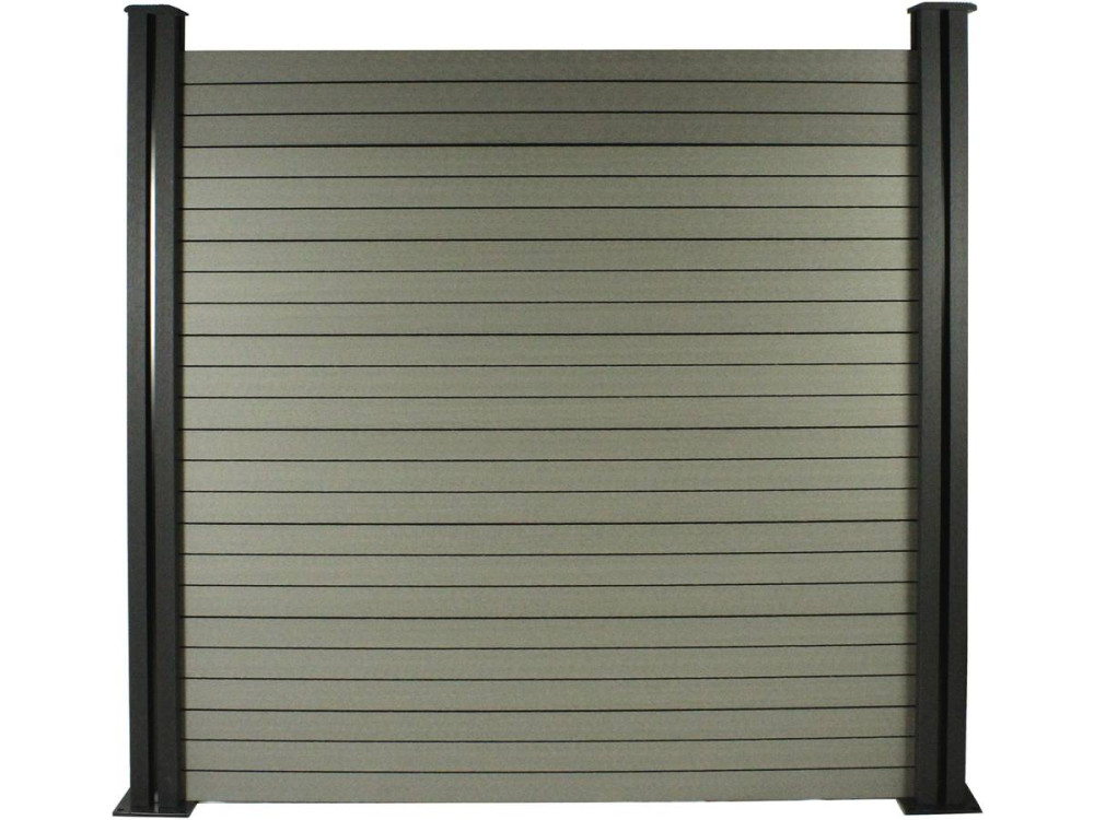 Kit Clôture 8 x 1.6m composite - Kit de fixation offert - Gris