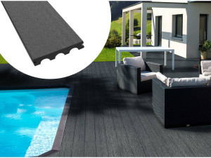 Zestaw 5 m² - Listwy tarasowe z kompozytu - Pełne - Ciemnoszare