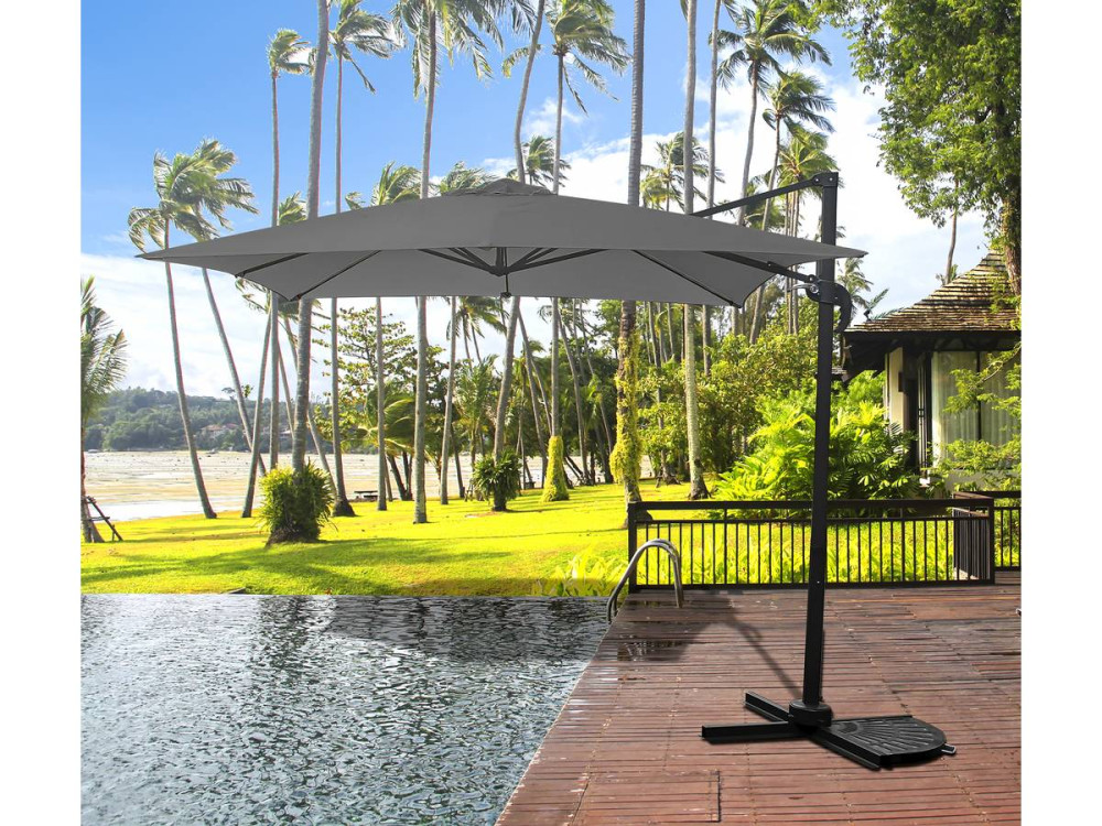 Parasol ogrodowy "Soleil" z nog boczną - 2.5 x 2.5 m - Szary