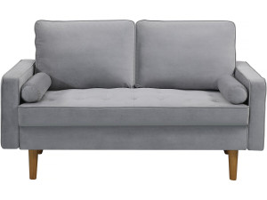 Stala aksamitna sofa „Yannick” - 82 x 147 x 86 cm - 2 miejsca - Jasnoszara.
