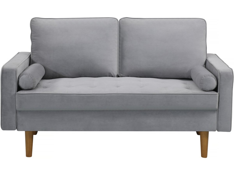 Stala aksamitna sofa Yannick” - 82 x 147 x 86 cm - 2 miejsca - Jasnoszara.