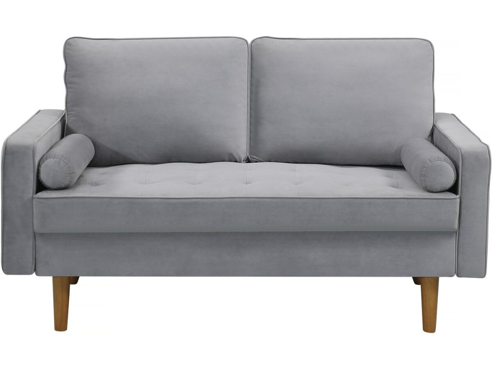 Stala aksamitna sofa Yannick” - 82 x 147 x 86 cm - 2 miejsca - Jasnoszara.