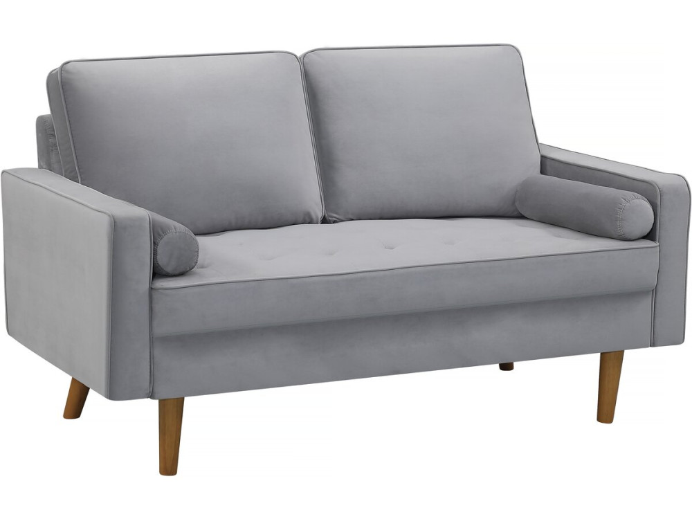 Stala aksamitna sofa Yannick” - 82 x 147 x 86 cm - 2 miejsca - Jasnoszara.