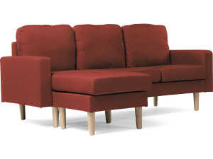 Kanapa narożna "Gabby" z weluru - Prawostronna lub lewostronna (możliwość zmiany położenia narożnika) - 3 miejsca - Czerwona
