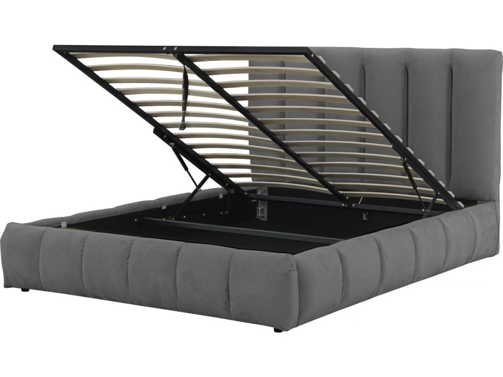 Lit avec coffre "Annie" 140 x 190 cm - Gris
