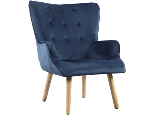 Fotel "Odense" w stylu skandynawskim, z weluru - 73 x 81 x 92.5 cm - 1 miejsce - Niebieski