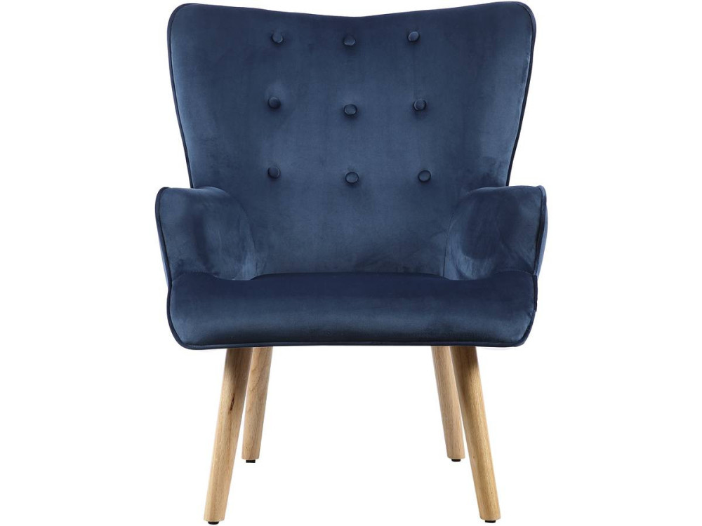 Fotel "Odense" w stylu skandynawskim, z weluru - 73 x 81 x 92.5 cm - 1 miejsce - Niebieski