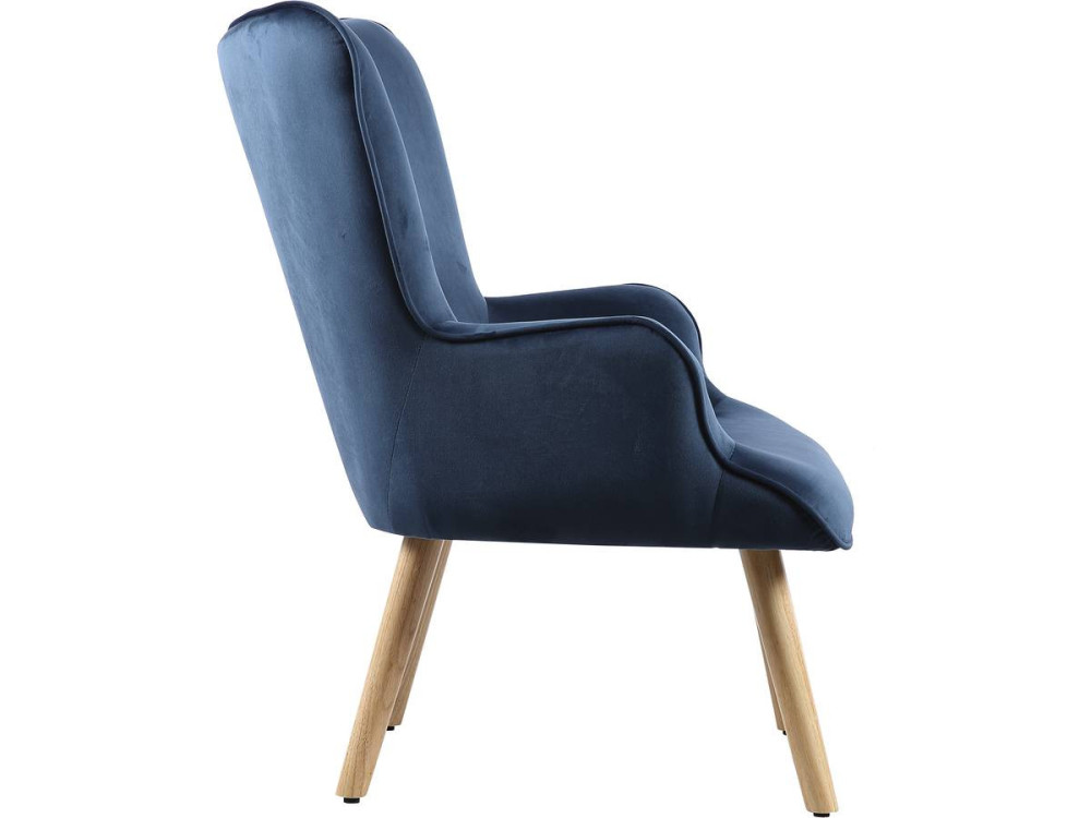 Fotel "Odense" w stylu skandynawskim, z weluru - 73 x 81 x 92.5 cm - 1 miejsce - Niebieski