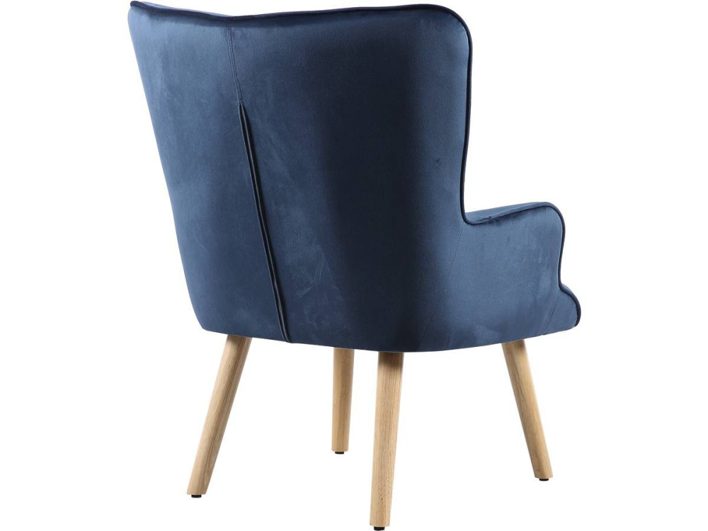 Fotel "Odense" w stylu skandynawskim, z weluru - 73 x 81 x 92.5 cm - 1 miejsce - Niebieski