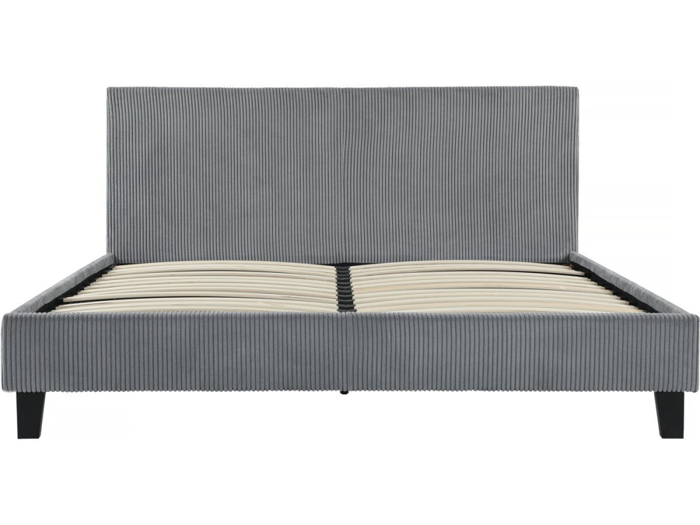 Lit en Velours Cotelé "Ambre" - 160 x 200 - Gris
