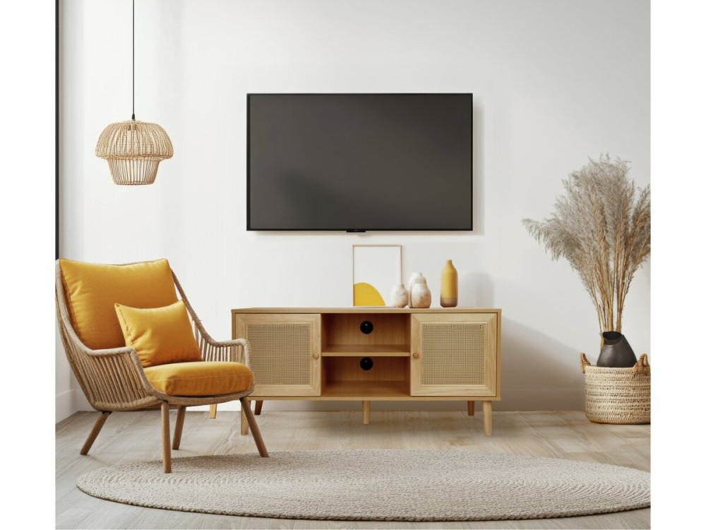 Skandynawska szafka RTV z trzciny Iguana” - 120 x 30 x 56,5 cm - Braz