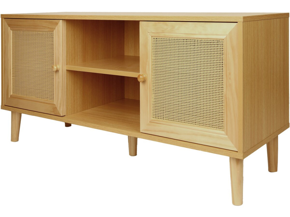 Skandynawska szafka RTV z trzciny Iguana” - 120 x 30 x 56,5 cm - Braz