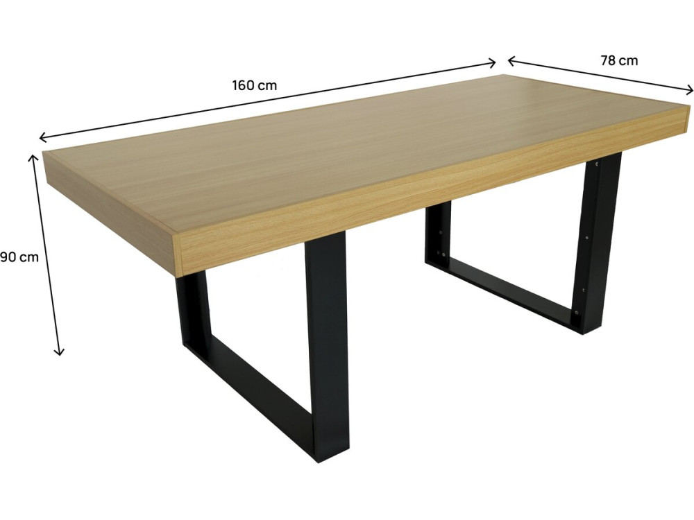 Table repas "Eloise" - 200 x 90 x 80 cm - Marron