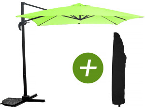 Parasol ogrodowy "Soleil" z boczną nogą - Kwadratowy - 2.5 x 2.5 m - Zielony + pokrowiec zabezpieczający