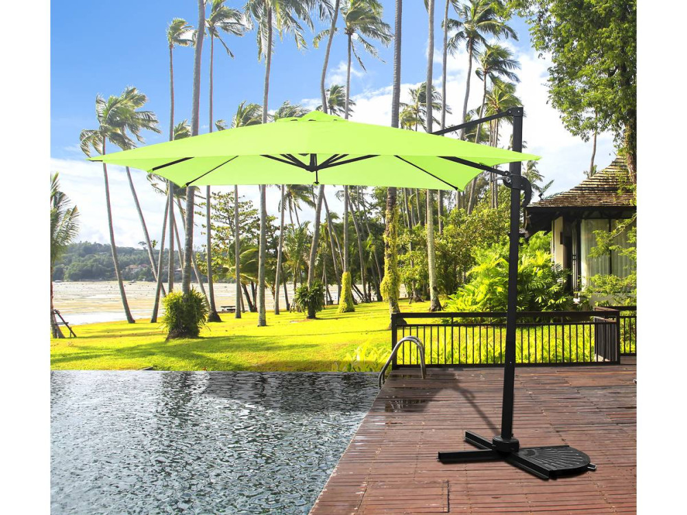 Parasol ogrodowy "Soleil" z boczn nogą - Kwadratowy - 2.5 x 2.5 m - Zielony + pokrowiec zabezpieczający