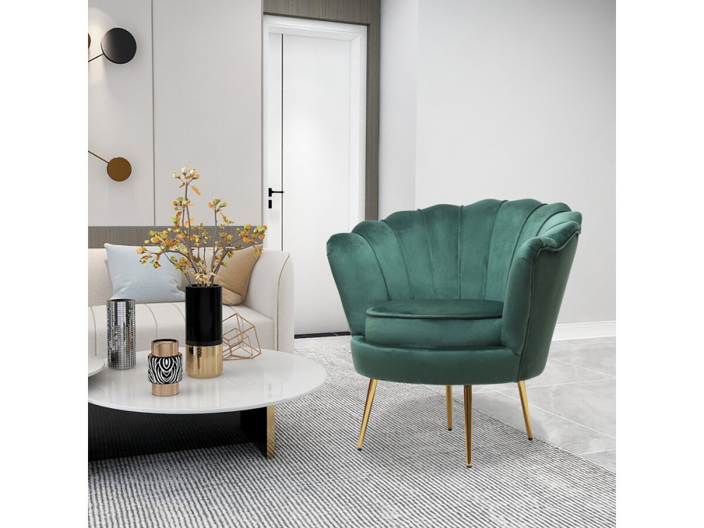 Fotel aksamitny "Floria" - 75 x 68 x 77,5 cm - zielony