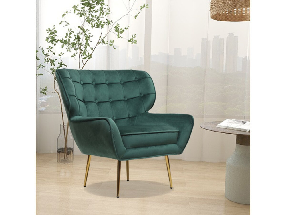 Fotel aksamitny "Austin" - 79 x 71 x 79,5 cm - zielony