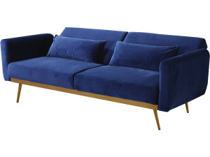 Kanapa rozkładana "Donia" z weluru - 203 x 81 x 83 cm - 3 miejsca - Ciemnoniebieska