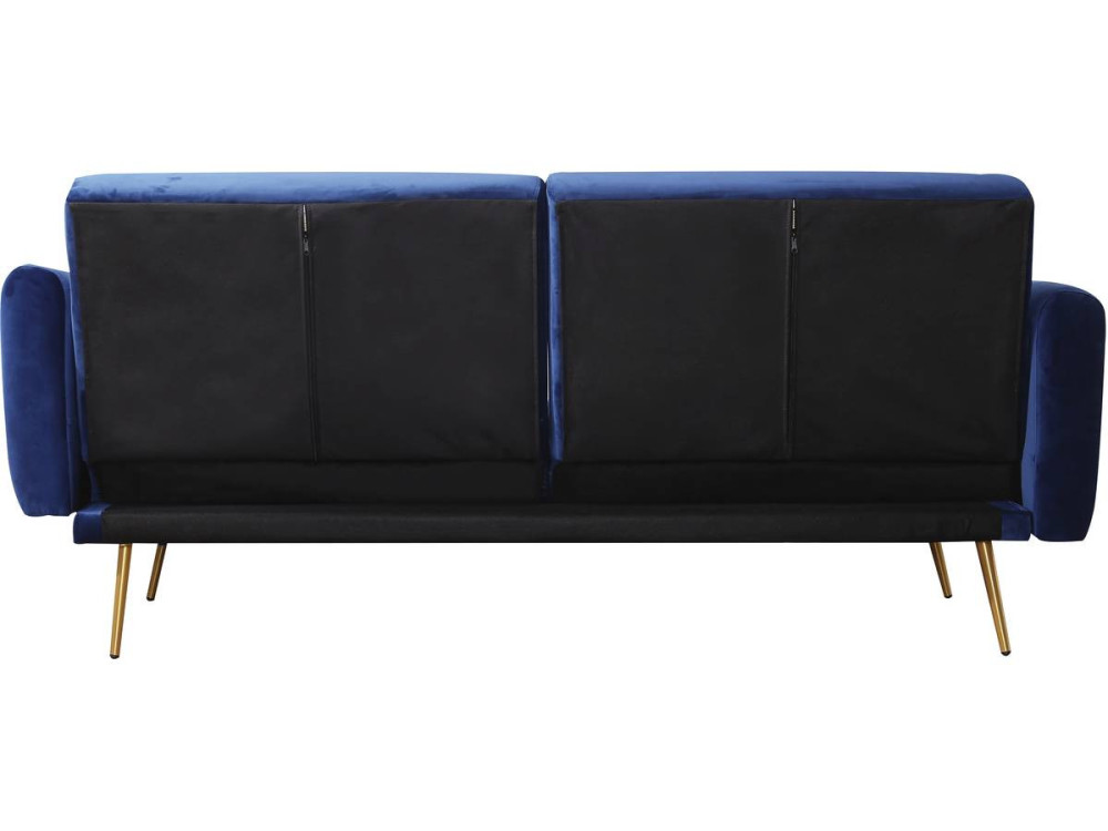 Kanapa rozkładana "Donia" z weluru - 203 x 81 x 83 cm - 3 miejsca - Ciemnoniebieska