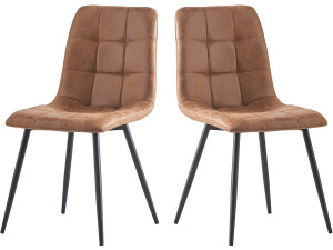 Zestaw 2 krzese z tkaniny vintage "Celia" - brązowy