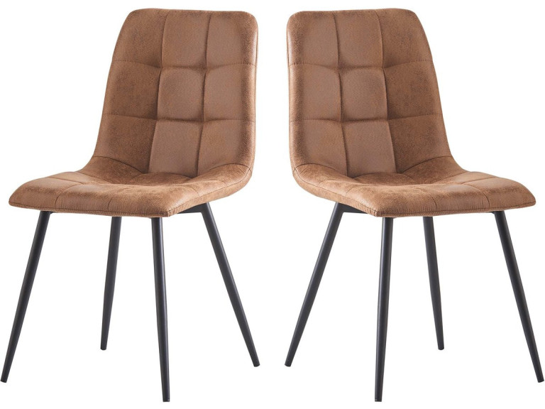 Zestaw 2 krzese z tkaniny vintage "Celia" - brązowy
