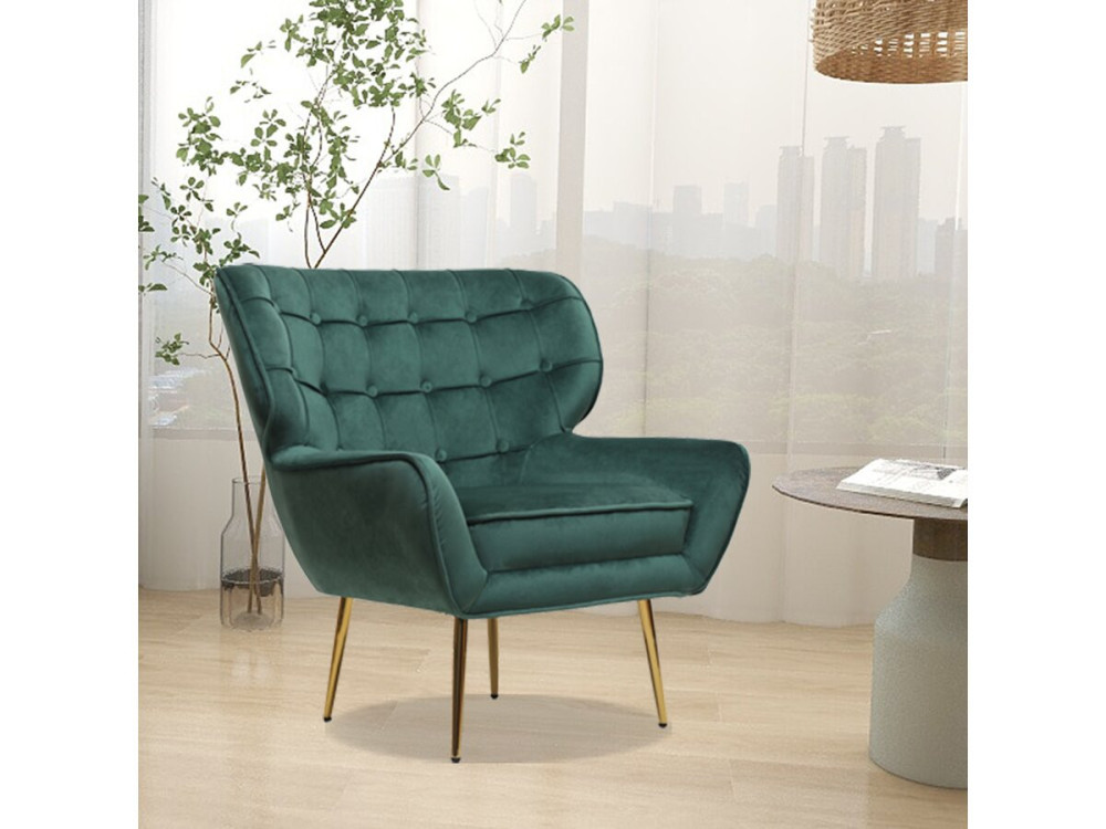 Fotel aksamitny "Austin" - 79 x 71 x 79,5 cm - zielony