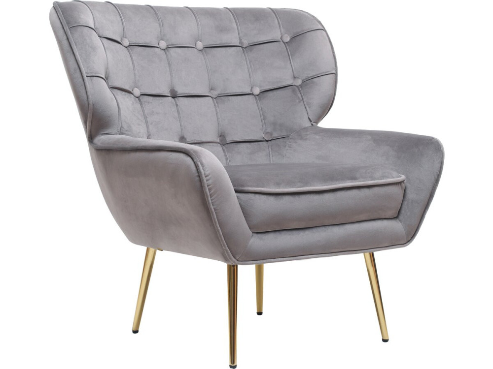 Fotel aksamitny "Austin" - 79 x 71 x 79,5 cm - szary