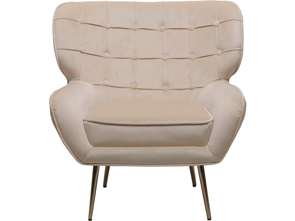 Fotel aksamitny "Austin" - 79 x 71 x 79,5 cm - Beowy