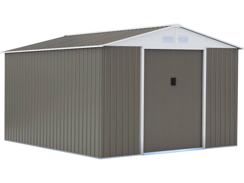 Domek metalowy "Dallas" 12,99 m² ze schowkiem na drewno