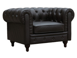Fotel Chesterfield "Aliza" - 111 x 82 x 70 cm - Brązowy