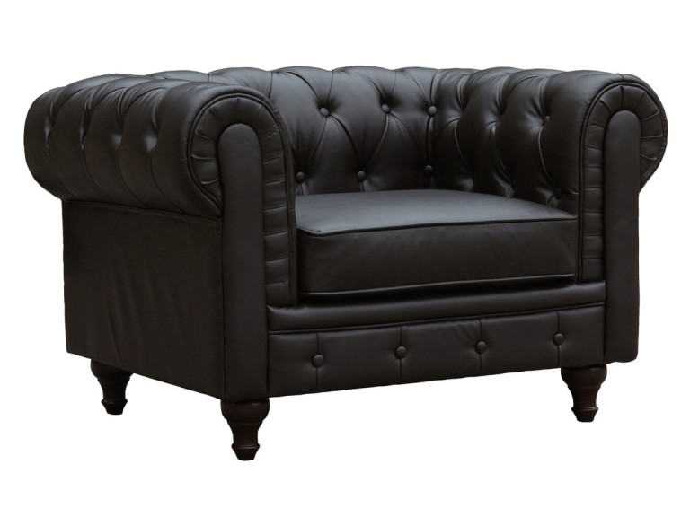 Fotel Chesterfield "Aliza" - 111 x 82 x 70 cm - Brzowy