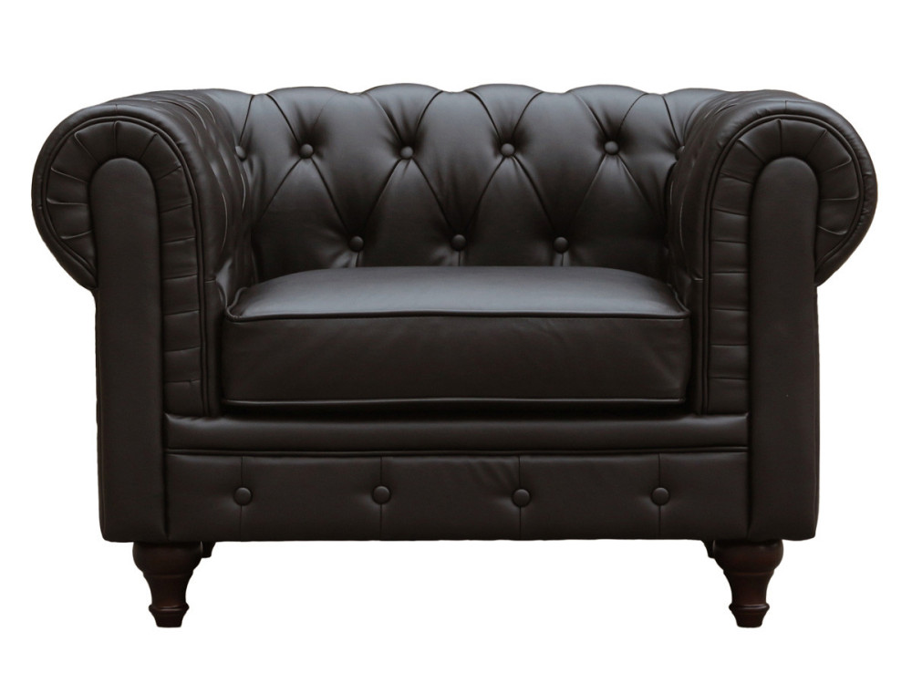 Fotel Chesterfield "Aliza" - 111 x 82 x 70 cm - Brzowy