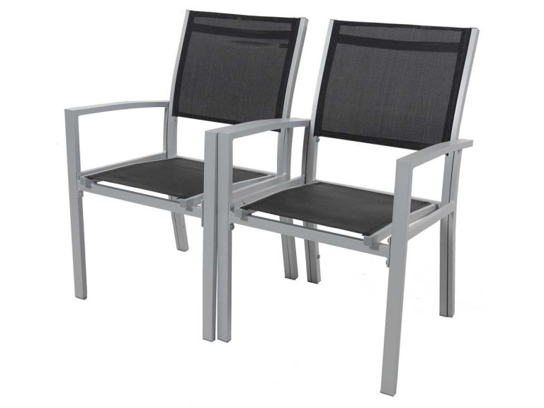 Fotel ogrodowy aluminiowo-tekstylenowy Tropic” - Phoenix - Czarne - Zestaw 2 szt.