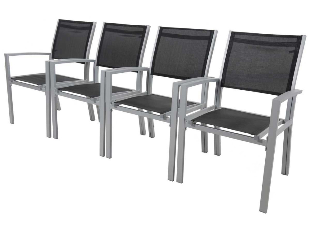 Fotel ogrodowy aluminiowo-tekstylenowy Tropic” - Phoenix - Czarne - Zestaw 2 szt.