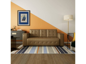 Sofa rozkadana "Renarde" -  214 x 86 x 86 cm - 3-osobowa - Brązowa + Miejsca do zagospodarowania - Brązowa 2