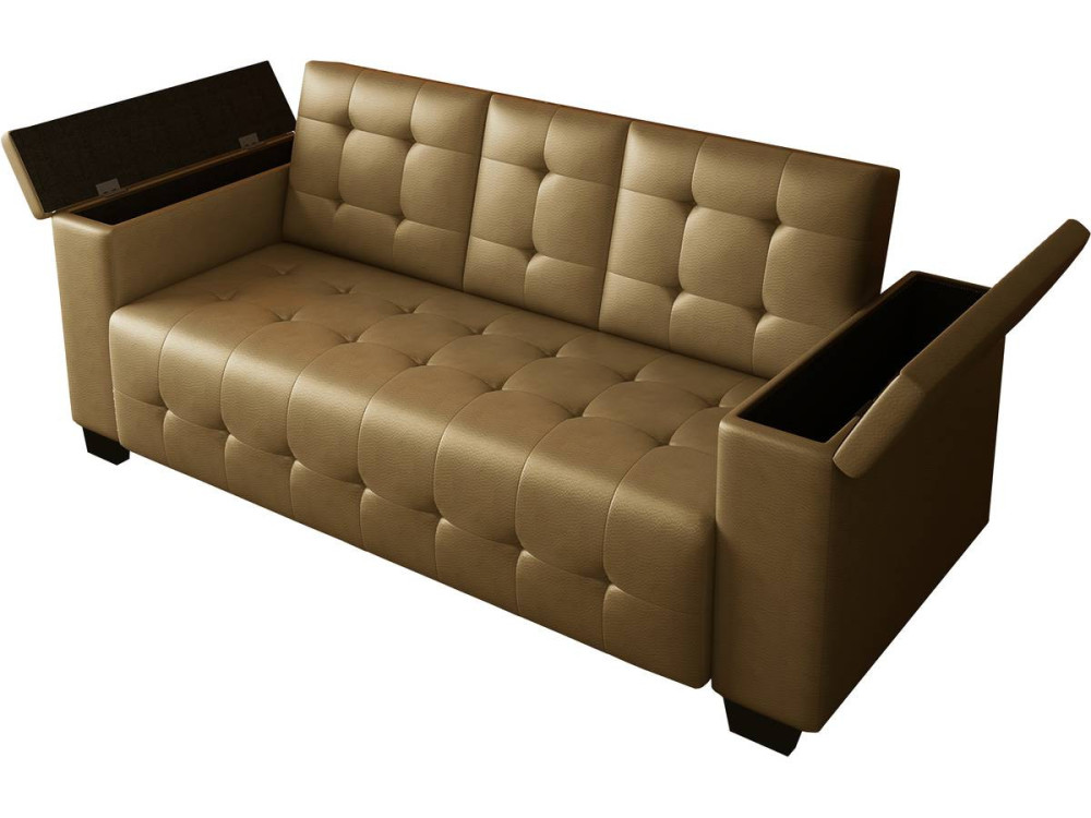 Sofa rozkadana "Renarde" -  214 x 86 x 86 cm - 3-osobowa - Brązowa + Miejsca do zagospodarowania - Brązowa