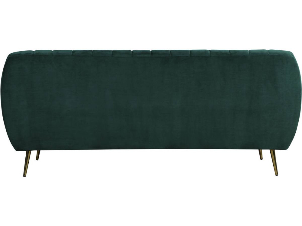Kanapa nierozkadana "Evans" z weluru - 195 x 84 x 82 cm - 3 miejsca - Ciemnozielona