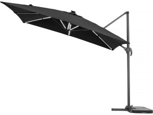 Parasol ogrodowy "Sun 4 Luxe" z boczn nogą - Z podświetleniem LED - Z aluminium - Kwadratowy - 3 x 4 m - Czarny