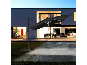 Parasol ogrodowy "Sun 4 Luxe" z boczn nogą - Z podświetleniem LED - Z aluminium - Kwadratowy - 3 x 4 m - Czarny 2