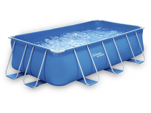 Niebieski prostoktny basen rurowy - LUDO 1 - 4 x 2 x 1 m - filtracja kartridżowa