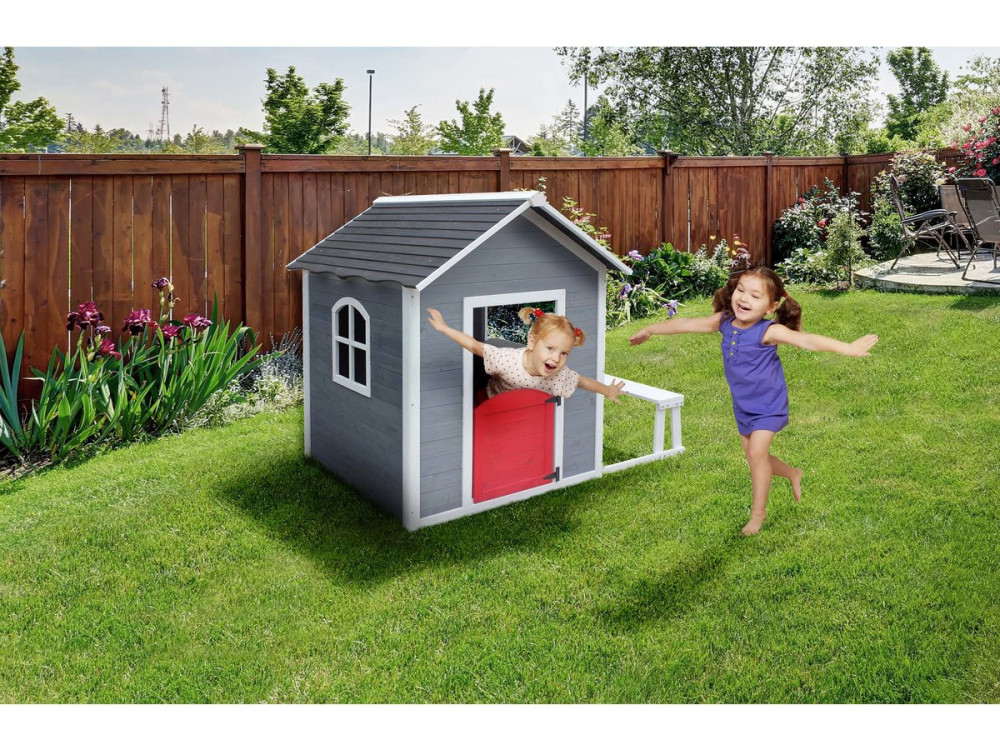 Dziecicy domek  „Dora” - 170.5 x 138 x 132 cm - Szary/czerwony