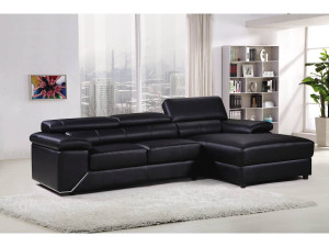 Sofa narona "London" z ekoskóry/PVC - 4 miejsca - Czarna - Prawostronna 2