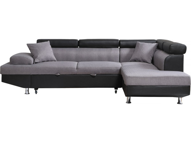 Sofa narona "Sophia luxe" - 265 x 190.5 x 80/91 cm - Czarno-szara - 5 miejsc - Prawostronna